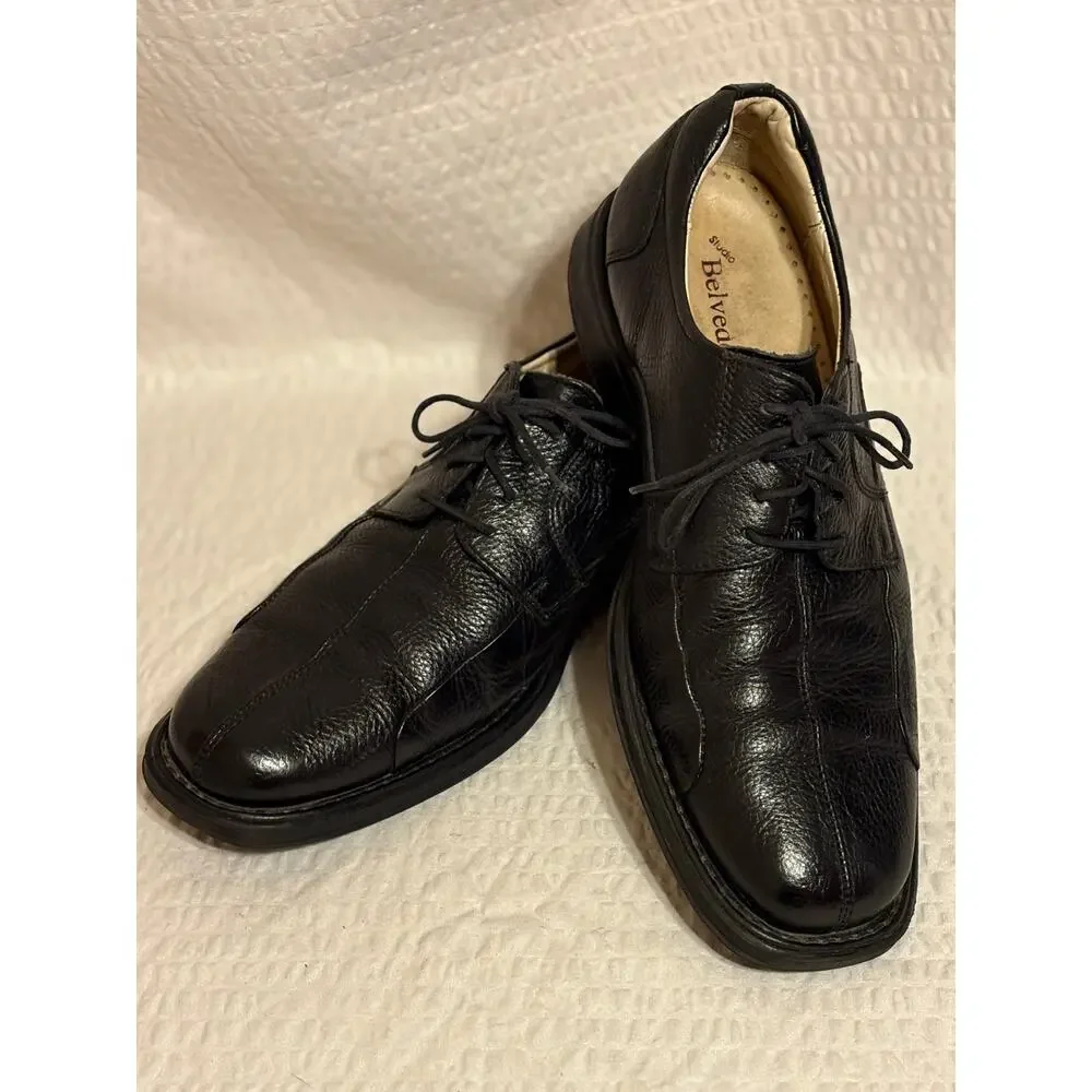 Belvedere Brazilian Made Black Leather Bicycle Toe Oxford Shoes Men’s 10.5 EUC